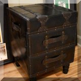 F34. Leatherette trunk side table. 